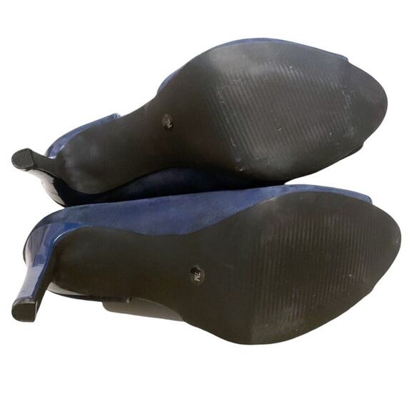 Alfani Lusee Heels Sz 7 Blueberry Blue Leather Suede Stiletto Peep Toe Slip On - Picture 11 of 14